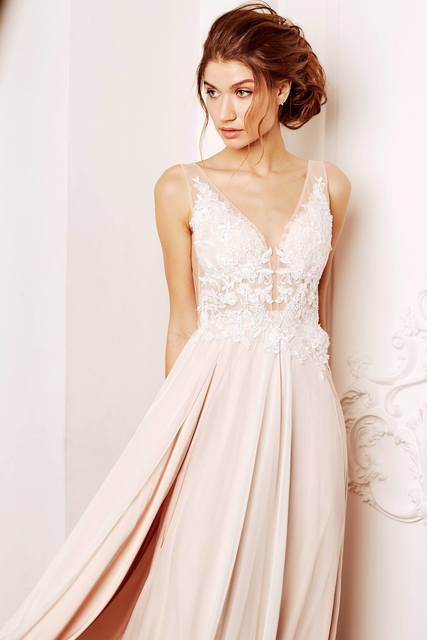 Свадебное платье Вилайя. Силуэт А-силуэт. Цвет оттенки Розового. Вид 4