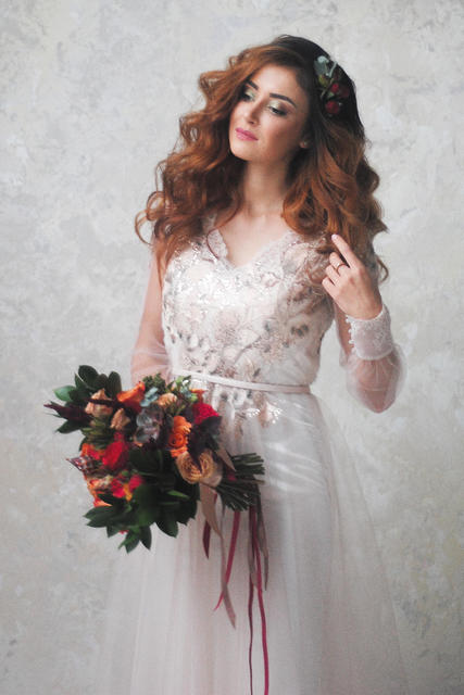 Свадебное платье Грация. Силуэт А-силуэт. Цвет Белый / Молочный. Вид 4