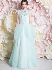 Свадебное платье Жозефин. Силуэт А-силуэт. Цвет Голубой / Синий. Вид 1