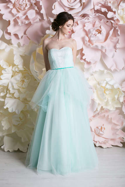 Свадебное платье Жозефин. Силуэт А-силуэт. Цвет Голубой / Синий. Вид 6