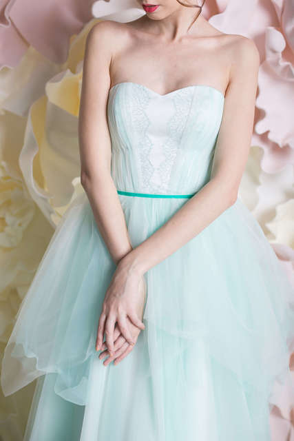 Свадебное платье Жозефин. Силуэт А-силуэт. Цвет Голубой / Синий. Вид 7