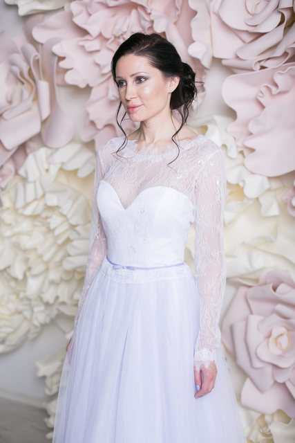 Свадебное платье Силайн. Силуэт А-силуэт. Цвет Лавандовый / Фиолетовый. Вид 2