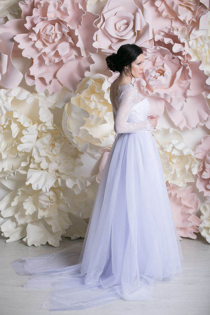 Свадебное платье Силайн. Силуэт А-силуэт. Цвет Лавандовый / Фиолетовый. Вид 4