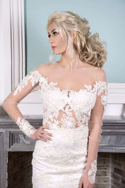 Свадебное платье Кифая. Силуэт Рыбка. Цвет Белый / Молочный. Вид 7