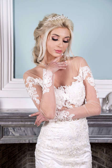 Свадебное платье Кифая. Силуэт Рыбка. Цвет Белый / Молочный. Вид 8