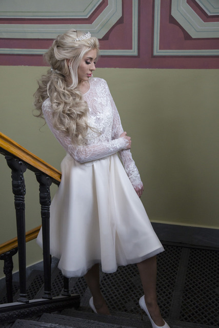 Свадебное платье Султана. Силуэт А-силуэт. Цвет Белый / Молочный. Вид 5