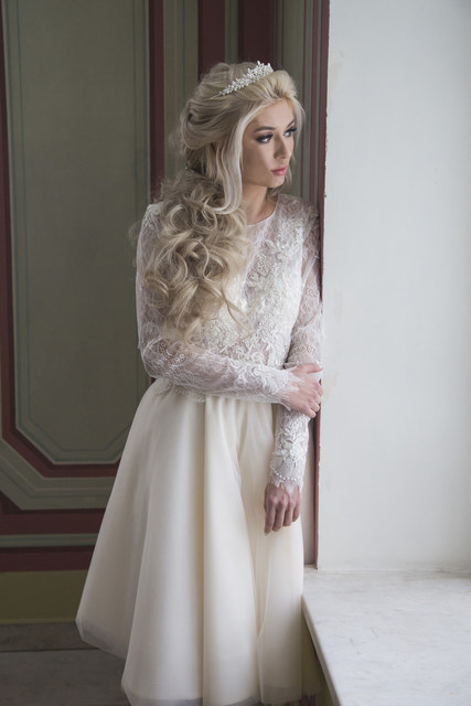 Свадебное платье Султана. Силуэт А-силуэт. Цвет Белый / Молочный. Вид 6