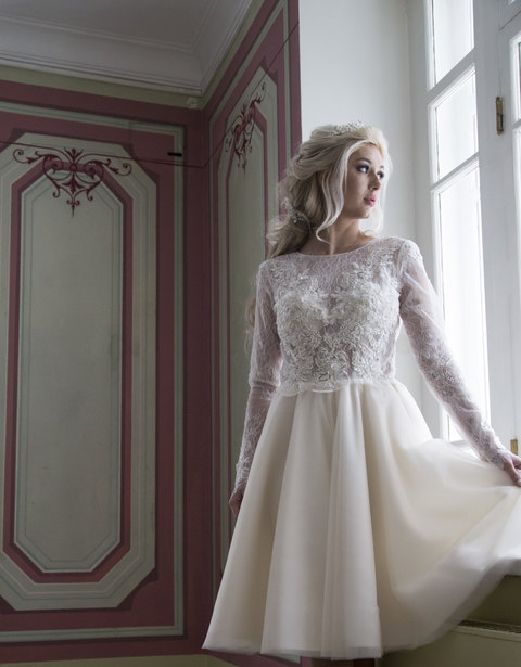 Свадебное платье Султана. Силуэт А-силуэт. Цвет Белый / Молочный. Вид 9