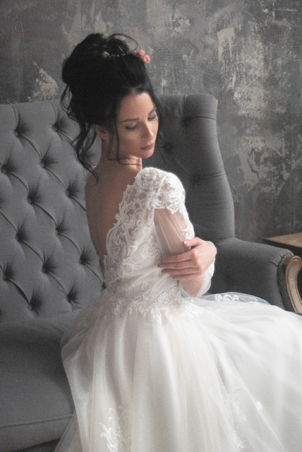 Свадебное платье Биатриче. Силуэт А-силуэт. Цвет Белый / Молочный. Вид 5