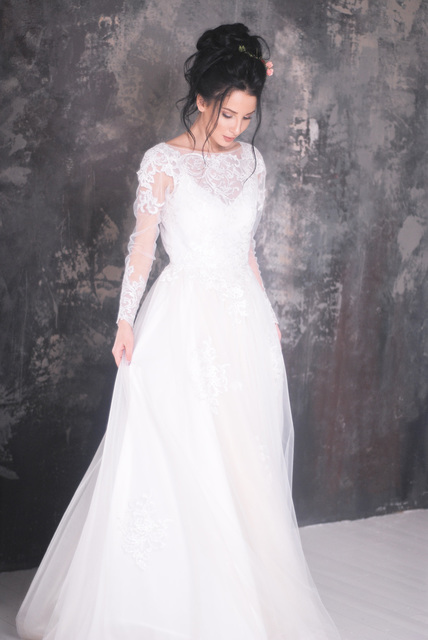 Свадебное платье Биатриче. Силуэт А-силуэт. Цвет Белый / Молочный. Вид 8