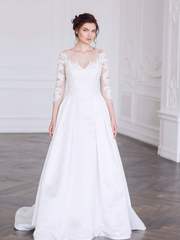 Свадебное платье Грейс. Силуэт А-силуэт. Цвет Белый / Молочный. Вид 1