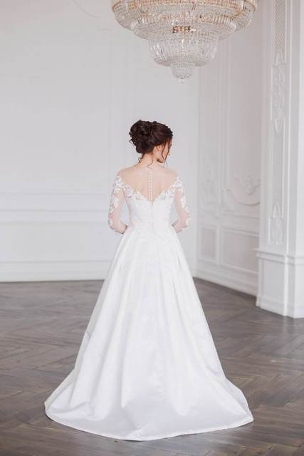 Свадебное платье Грейс. Силуэт А-силуэт. Цвет Белый / Молочный. Вид 2