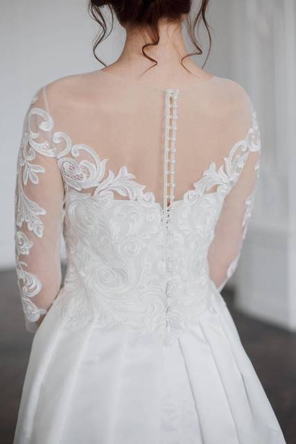 Свадебное платье Грейс. Силуэт А-силуэт. Цвет Белый / Молочный. Вид 4