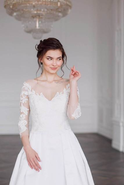 Свадебное платье Грейс. Силуэт А-силуэт. Цвет Белый / Молочный. Вид 6