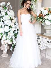 Свадебное платье Джорджин. Силуэт А-силуэт. Цвет Белый / Молочный. Вид 1