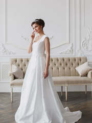 Свадебное платье Мирана. Силуэт А-силуэт. Цвет Белый / Молочный. Вид 1