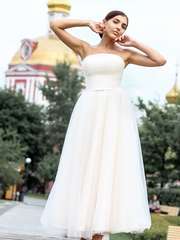 Свадебное платье Аморет. Силуэт А-силуэт. Цвет Белый / Молочный. Вид 2