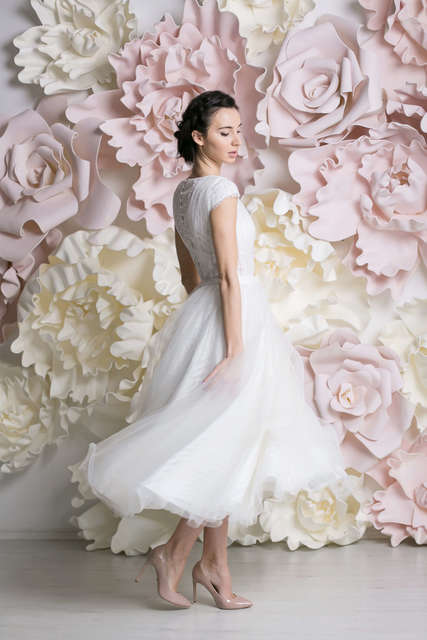 Свадебное платье Джинет. Силуэт А-силуэт. Цвет Белый / Молочный. Вид 5