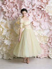 Свадебное платье Полин. Силуэт А-силуэт. Цвет Персик / Оранжевый, оттенки Зеленого. Вид 1