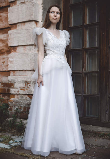 Свадебное платье Амели. Силуэт А-силуэт. Цвет Белый / Молочный. Вид 2