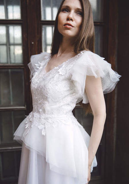 Свадебное платье Амели. Силуэт А-силуэт. Цвет Белый / Молочный. Вид 5