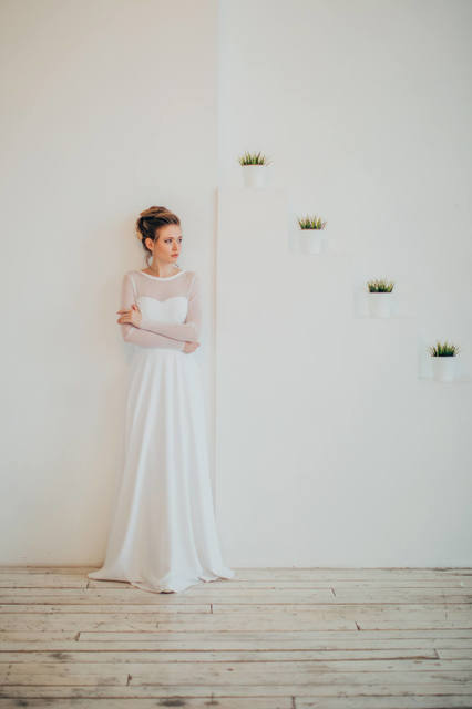 Свадебное платье Дайна. Силуэт А-силуэт. Цвет Белый / Молочный. Вид 5