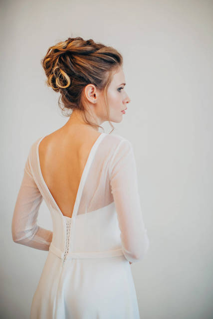 Свадебное платье Дайна. Силуэт А-силуэт. Цвет Белый / Молочный. Вид 6