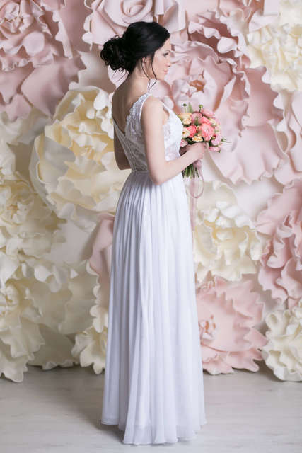 Свадебное платье Ивет. Силуэт Прямое. Цвет Белый / Молочный. Вид 2