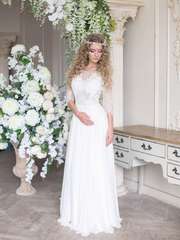 Свадебное платье Лунет. Силуэт А-силуэт. Цвет Белый / Молочный. Вид 2