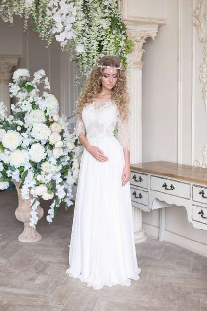 Свадебное платье Лунет. Силуэт А-силуэт. Цвет Белый / Молочный. Вид 2