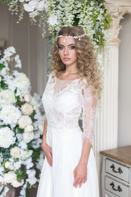 Свадебное платье Лунет. Силуэт А-силуэт. Цвет Белый / Молочный. Вид 4