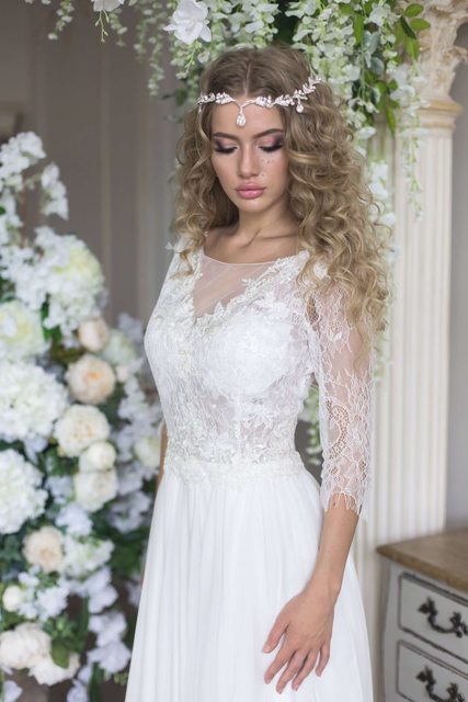 Свадебное платье Лунет. Силуэт А-силуэт. Цвет Белый / Молочный. Вид 8