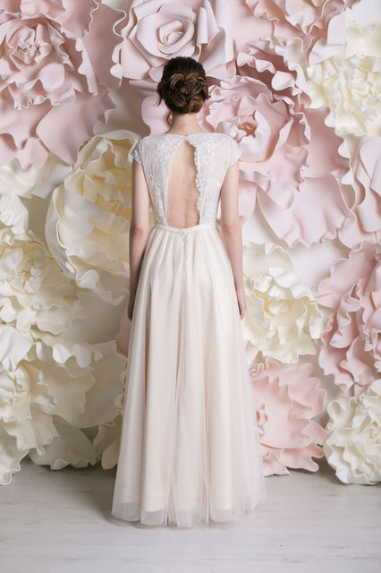 Свадебное платье Мегейн. Силуэт А-силуэт. Цвет Белый / Молочный. Вид 4