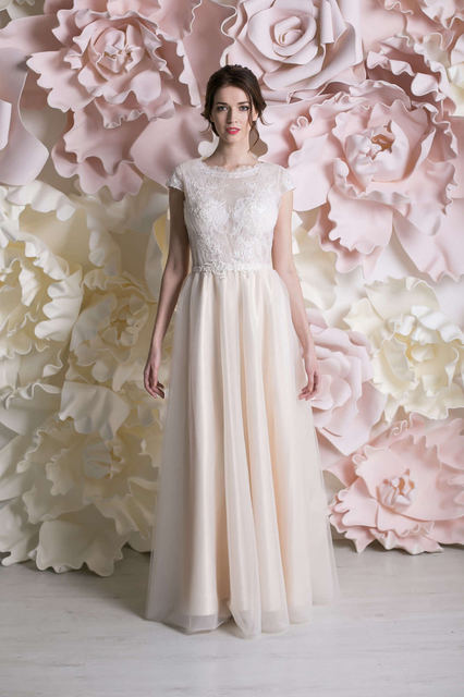 Свадебное платье Мегейн. Силуэт А-силуэт. Цвет Белый / Молочный. Вид 6