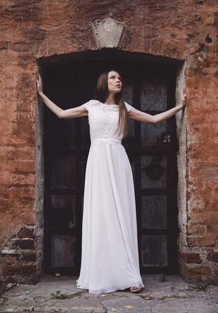 Свадебное платье Николет. Силуэт А-силуэт. Цвет Белый / Молочный. Вид 2