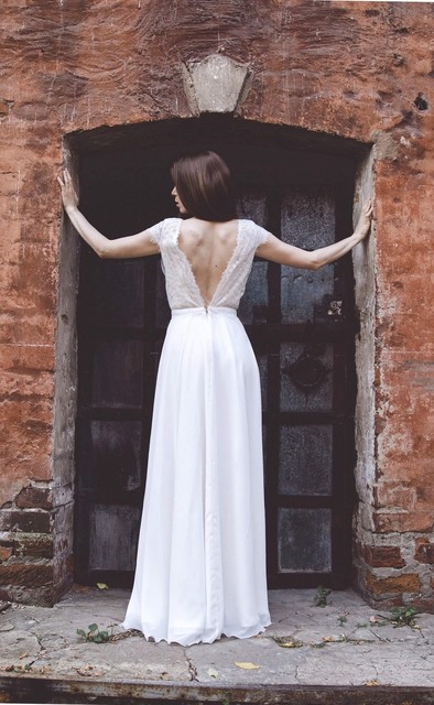 Свадебное платье Николет. Силуэт А-силуэт. Цвет Белый / Молочный. Вид 3