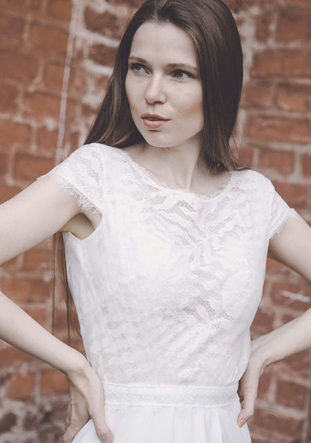 Свадебное платье Николет. Силуэт А-силуэт. Цвет Белый / Молочный. Вид 4