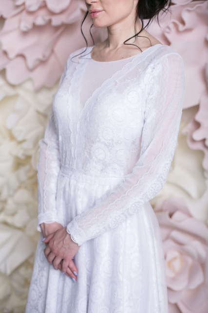 Свадебное платье Нинет. Силуэт А-силуэт. Цвет Белый / Молочный. Вид 1
