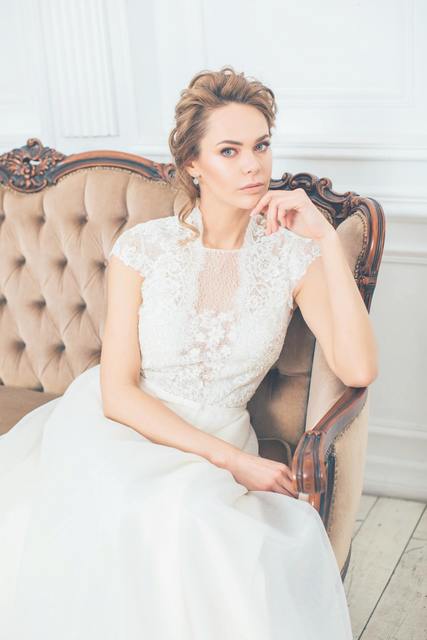 Свадебное платье Симоне. Силуэт Пышное, А-силуэт. Цвет Белый / Молочный. Вид 2