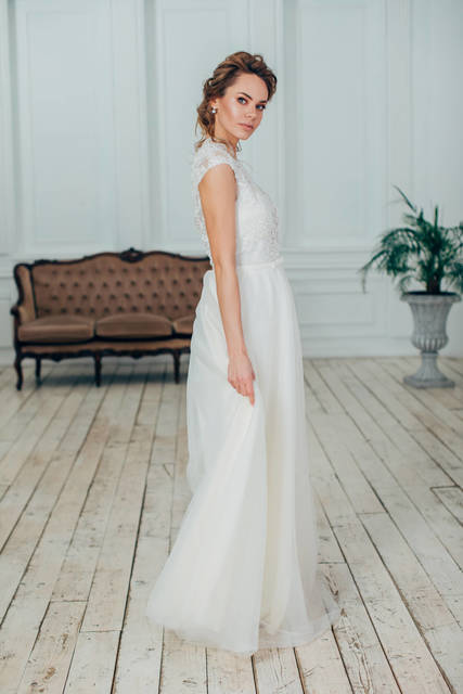 Свадебное платье Симоне. Силуэт Пышное, А-силуэт. Цвет Белый / Молочный. Вид 6