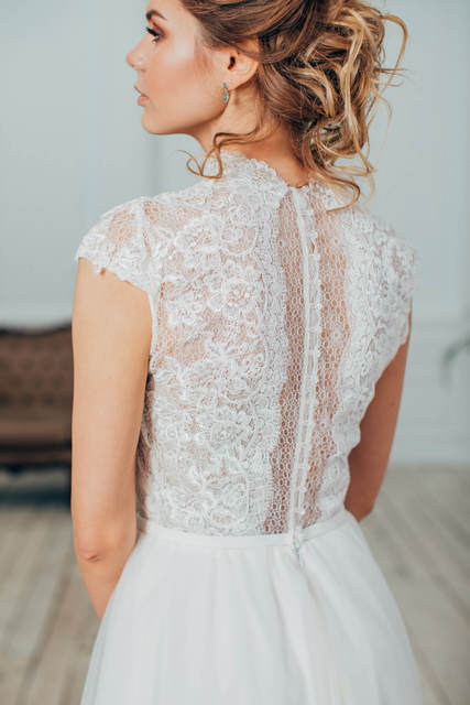 Свадебное платье Симоне. Силуэт Пышное, А-силуэт. Цвет Белый / Молочный. Вид 7