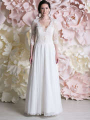 Свадебное платье Терезе. Силуэт А-силуэт. Цвет Белый / Молочный. Вид 2