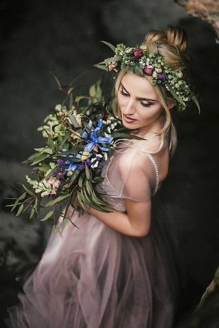 Свадебное платье Топаз. Силуэт А-силуэт. Цвет Лавандовый / Фиолетовый, оттенки Розового. Вид 3