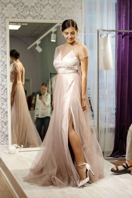 Свадебное платье Топаз. Силуэт А-силуэт. Цвет Лавандовый / Фиолетовый, оттенки Розового. Вид 7