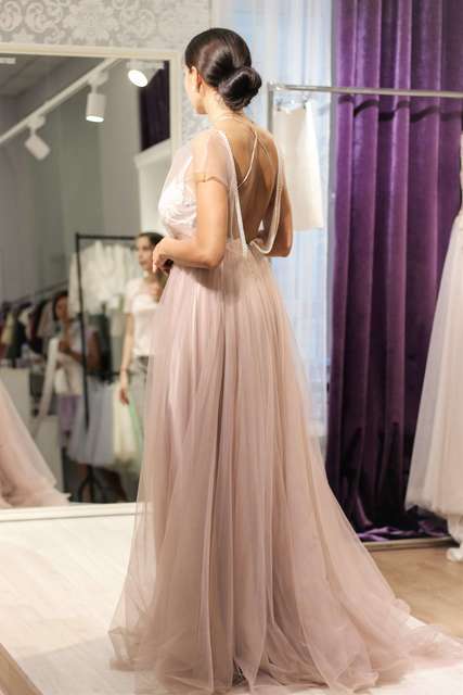 Свадебное платье Топаз. Силуэт А-силуэт. Цвет Лавандовый / Фиолетовый, оттенки Розового. Вид 8