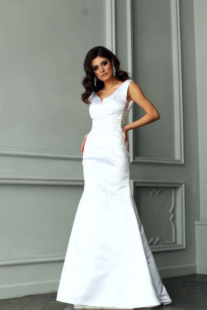 Свадебное платье Кэйлли. Силуэт Рыбка. Цвет Белый / Молочный. Вид 2