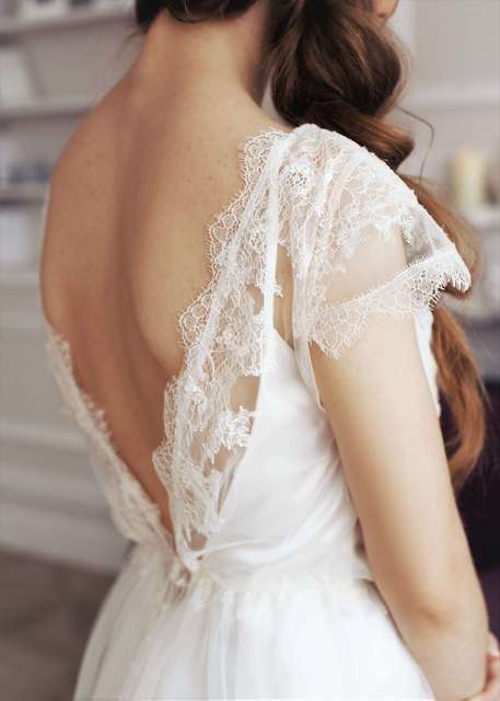 Свадебное платье Лина. Силуэт А-силуэт. Цвет Белый / Молочный. Вид 3