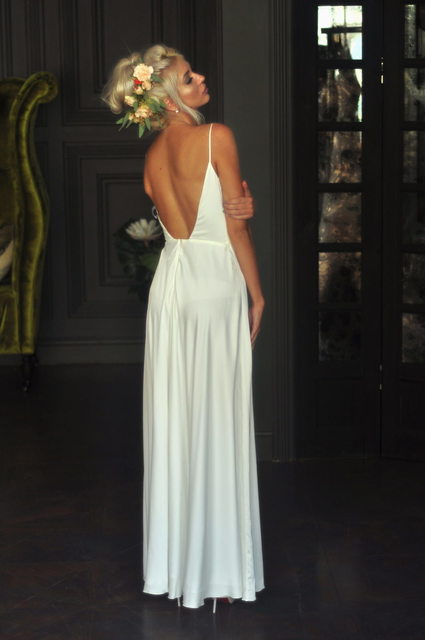 Свадебное платье Миладия. Силуэт Прямое. Цвет Белый / Молочный. Вид 6