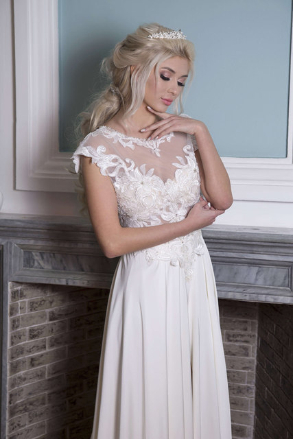 Свадебное платье Саффана. Силуэт А-силуэт. Цвет Белый / Молочный. Вид 2