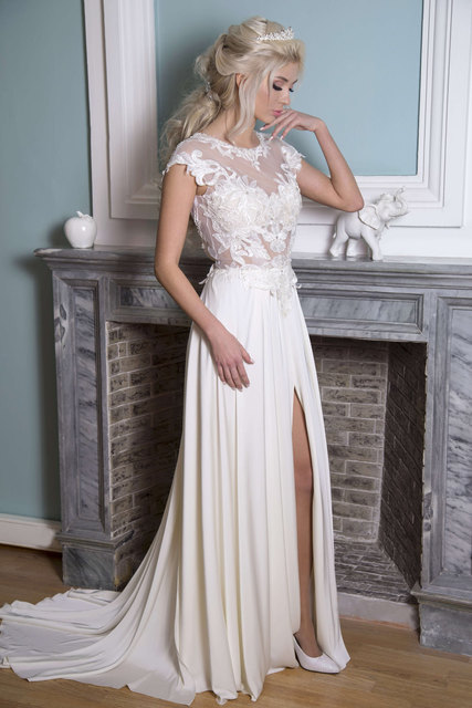 Свадебное платье Саффана. Силуэт А-силуэт. Цвет Белый / Молочный. Вид 3